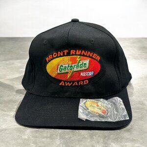 Vintage Gatorade Black Strapback Cap and Hat Pin NASCAR Front Runner Award